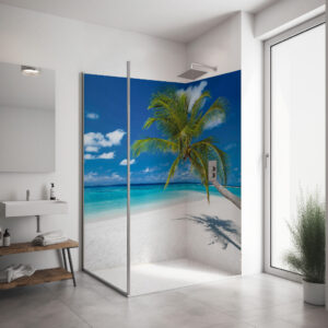 Eckset Duschrückwand “Karibischer Strand” K_04_19