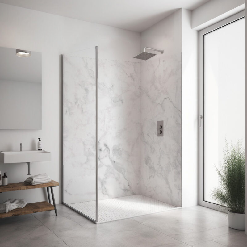 Corner shower set — Stone