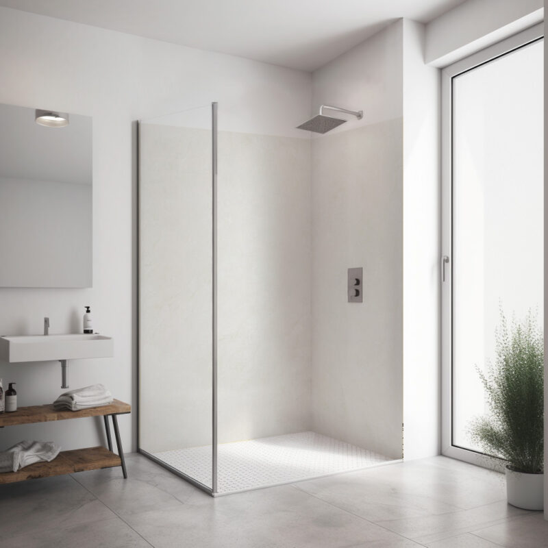 Corner shower set — Stone