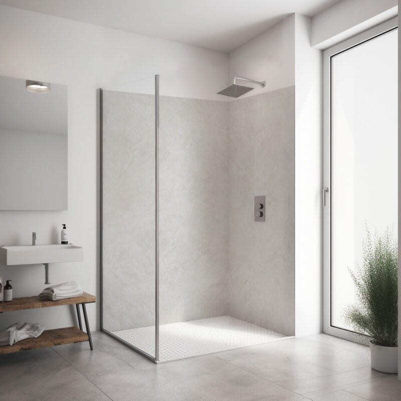 Corner shower set — Stone