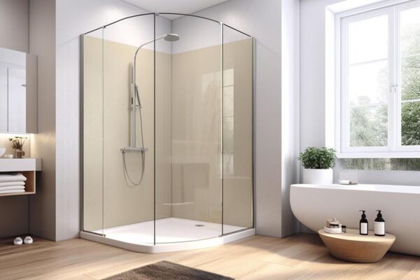 PlateART Duschrückwand Küchenrückwand Wandverkleidung RAL 1013 Perlweiß