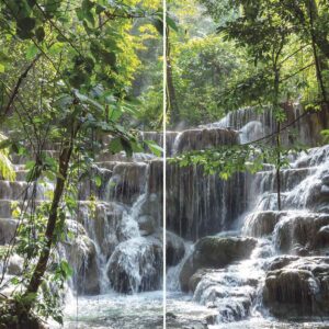 Alternative view of Eckset Duschrückwand “Wasserfall im Wald” WF_09_21