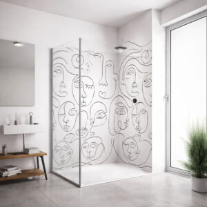 set de esquina panel de ducha sin juntas ”Abstract Faces Line Art” SW_08_19