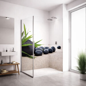 set de esquina panel de ducha sin juntas ”Zen Steine im Sand” ZEN_17_19