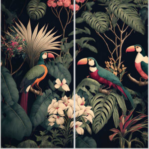 Alternative view of set de esquina panel de ducha sin juntas ”Tropischer Dschungel mit Papageien” DES_93_23