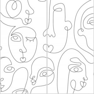 Alternative view of set de esquina panel de ducha sin juntas ”Abstract Faces Line Art” SW_08_19