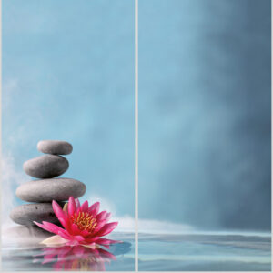 Alternative view of set de esquina panel de ducha sin juntas ”Lotusblute mit Zen-Steinen” ZEN_11_16