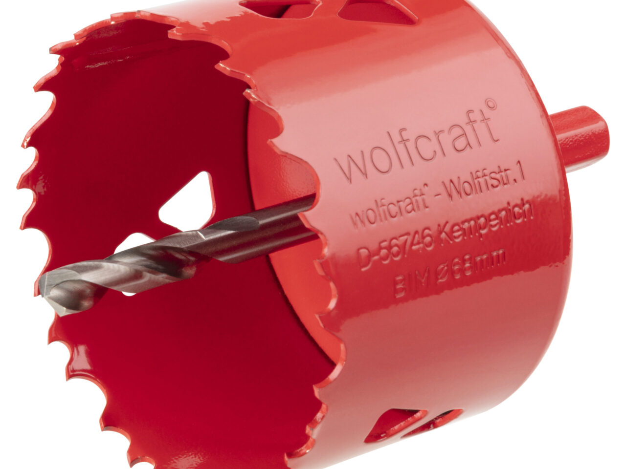 Bi-Metall-Lochsäge 68 mm — für Steckdosen und Schalter­dosen. Wolfcraft 5474000.