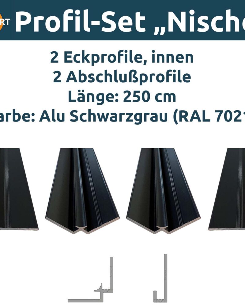 PlateART Set de perfiles de aluminio «Nicho», gris negro