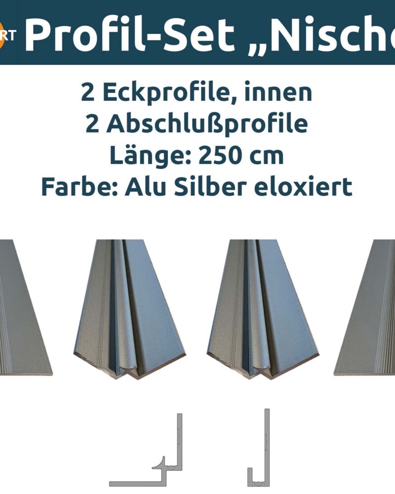 PlateART Set de perfiles de aluminio «Nicho», plata